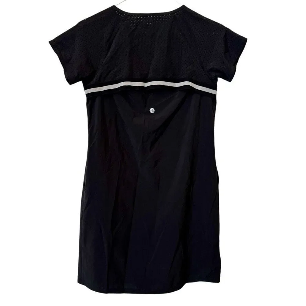 Girls Zella Reflective Stripe Crew Neck Short Sleeve Activewear Black Dress Larg